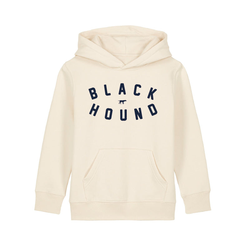 Black Hound Kids Natural Raw Flock Hoodie with Black Logo