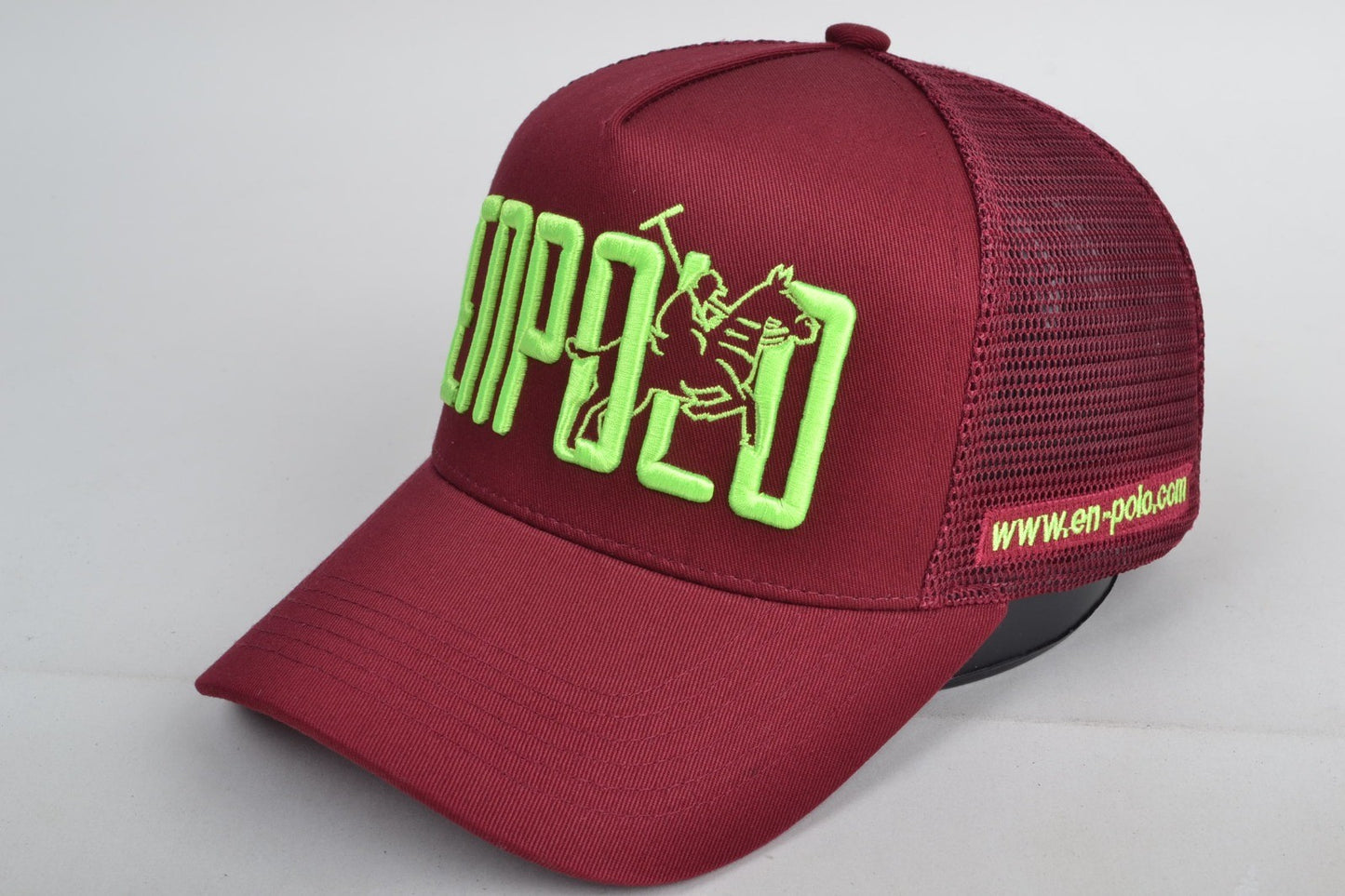 Enpolo Trucker Cap - Burgundy & Neon Green