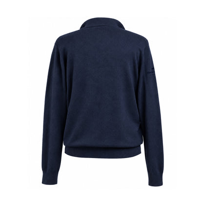 Merino Cotton Quarter Zip — Navy Blue — Back