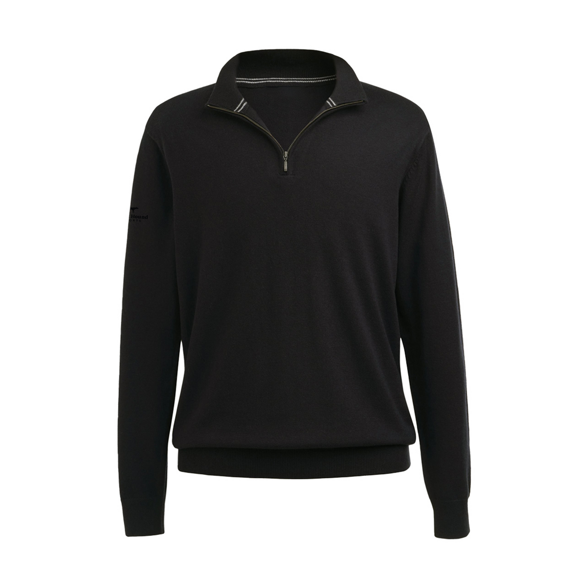 Merino Cotton Quarter Zip — Black — Front
