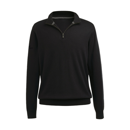 Merino Cotton Quarter Zip — Black — Front