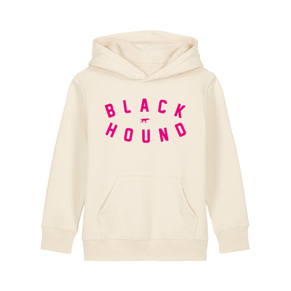 Black Hound Kids Natural Raw Flock Hoodie with Pink Logo