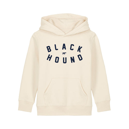Black Hound Kids Natural Raw Flock Hoodie with Black Logo