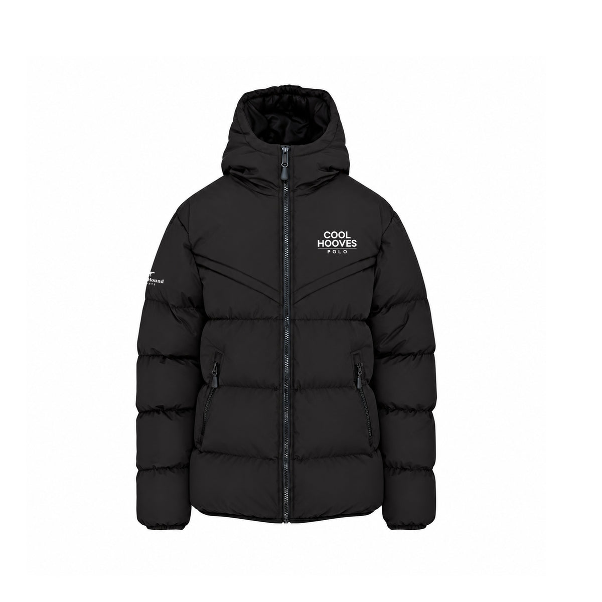 Cool Hooves Polo kids' black padded jacket – front view