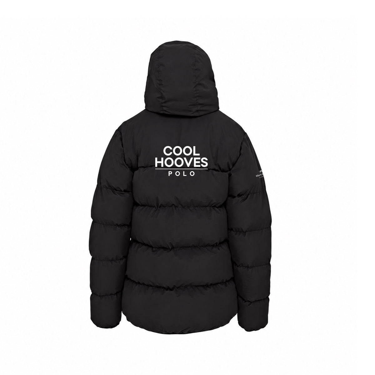 Cool Hooves Polo kids' black padded jacket – back view