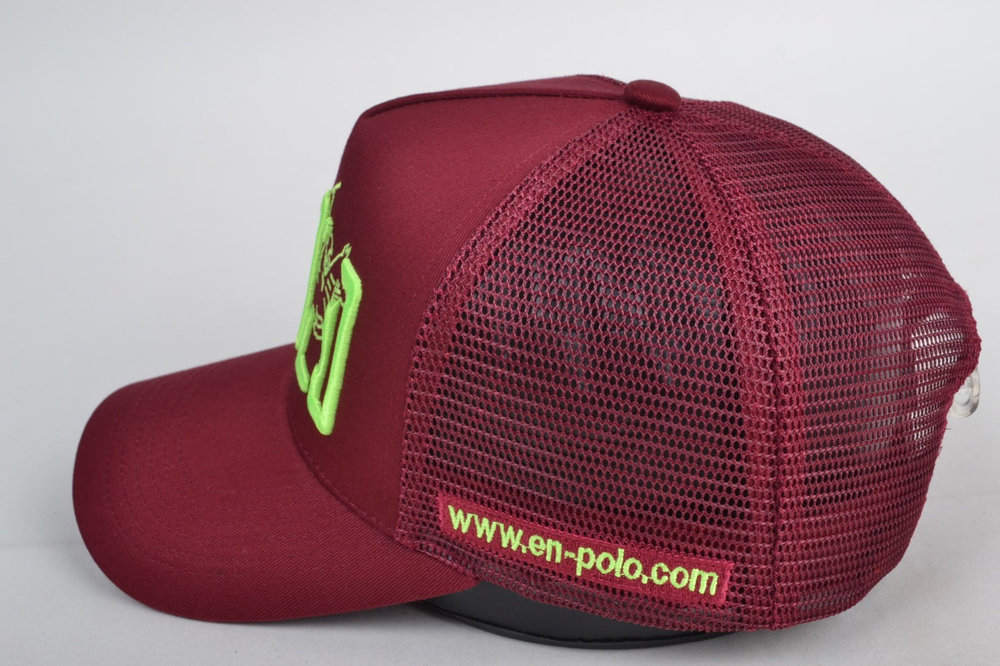 Enpolo Trucker Cap - Burgundy & Neon Green