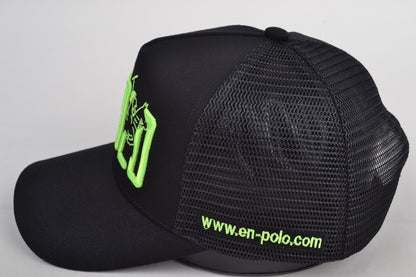 Enpolo Trucker Cap - Black & Neon Green
