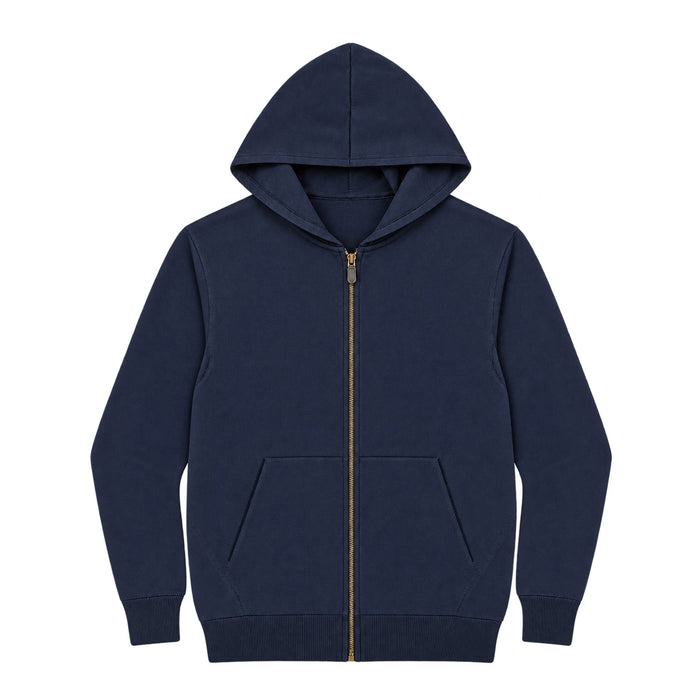 PATAGONIAN MERINO ZIP HOODIE — NAVY BLUE
