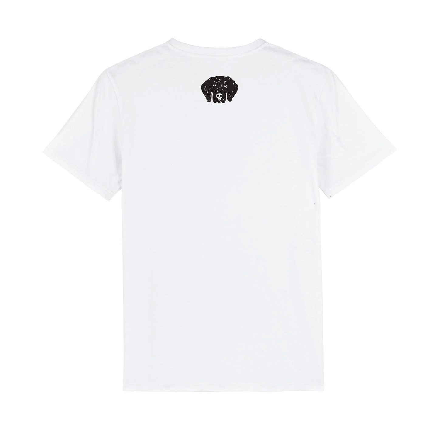 Black Hound Skull Drawing White T-Shirt