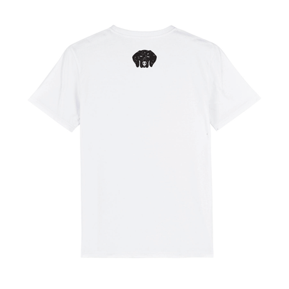 Black Hound Skull Drawing White T-Shirt