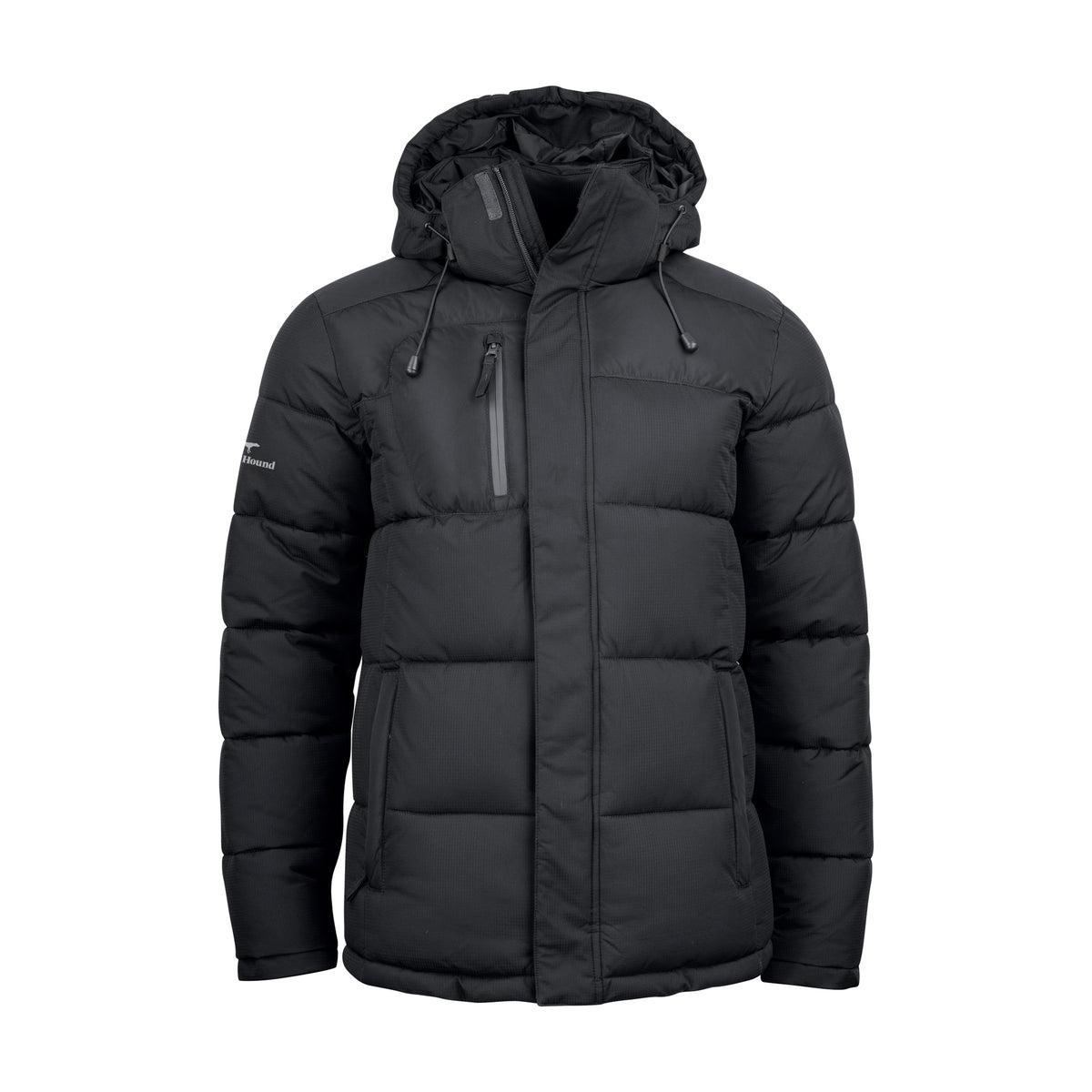 Black Hound men's winter jacket in black – front view