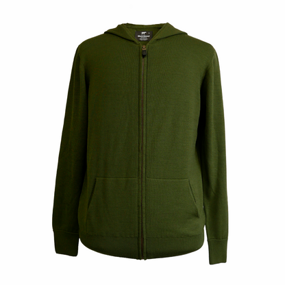 Black Hound Merino Green Zip Hoodie