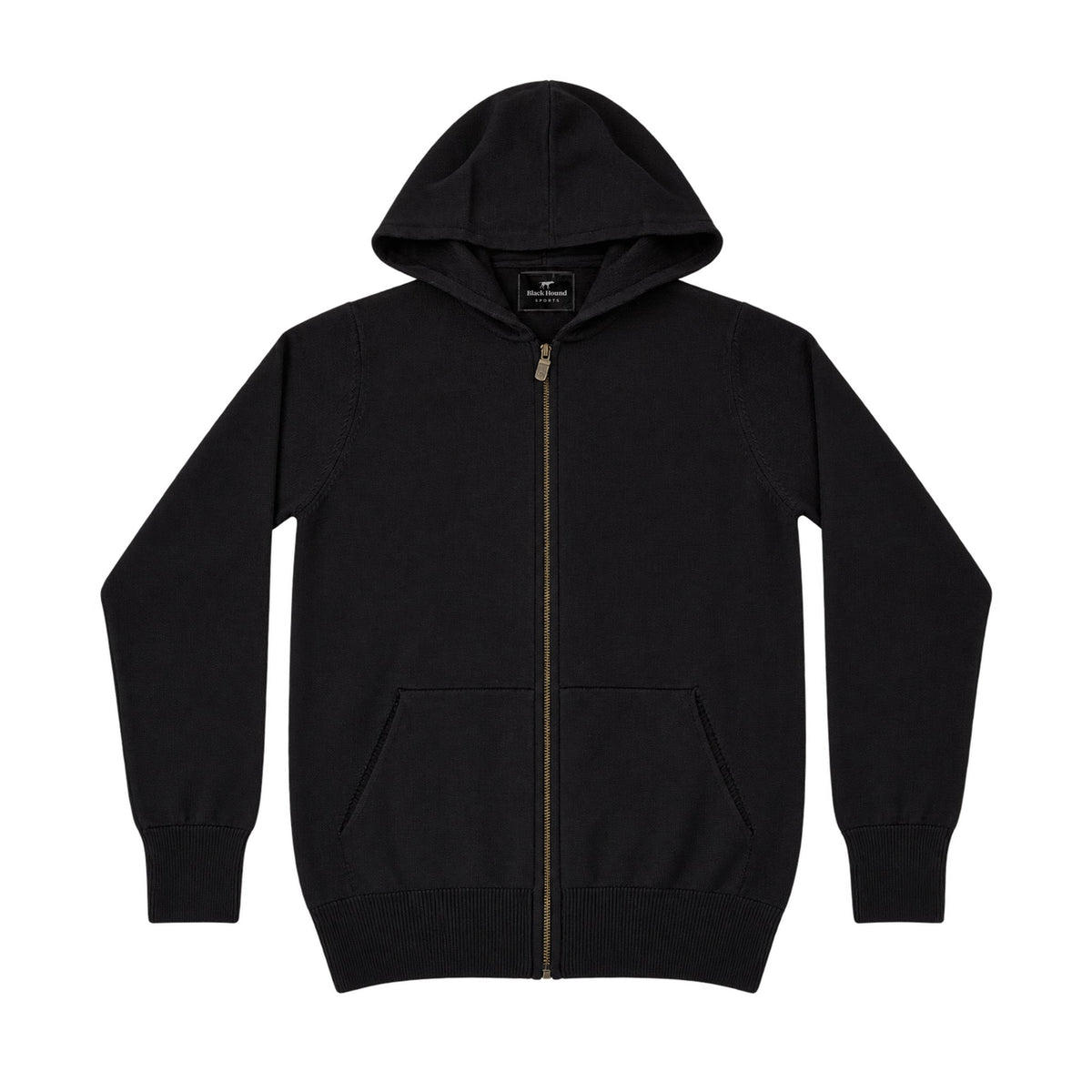 Patagonian Merino zip hoodie Black front