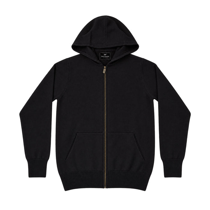 PATAGONIAN MERINO ZIP HOODIE — BLACK