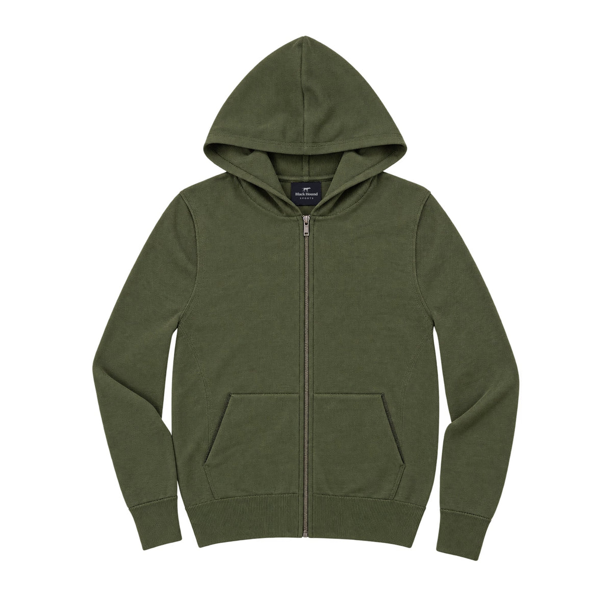 Patagonian Merino zip hoodie Olive Green front