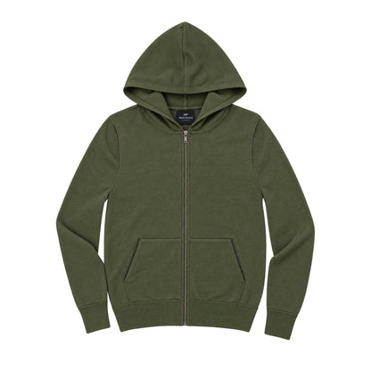 Patagonian Merino zip hoodie Olive Green front
